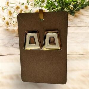 Vintage Geometric Gold toned & Off White Square Earrings